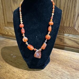Vintage Carnelian Gemstone Necklace Pendant